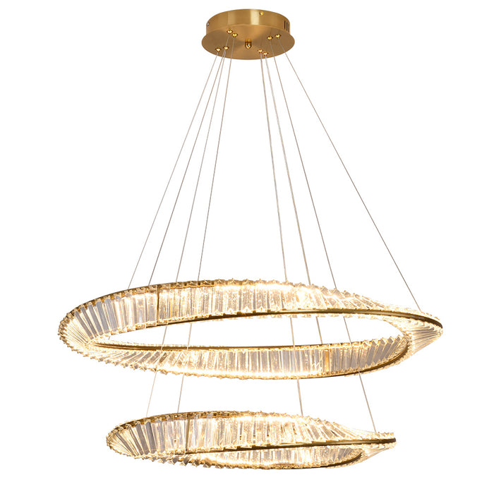 Modern Ring LED Crystal Chandelier 3CCT Pendant Ceiling Living Room Lounge Light