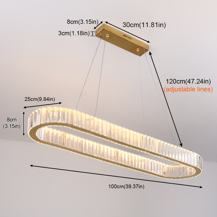 Crystal Wave Linear Pendant 100/150cm Gold/Silver