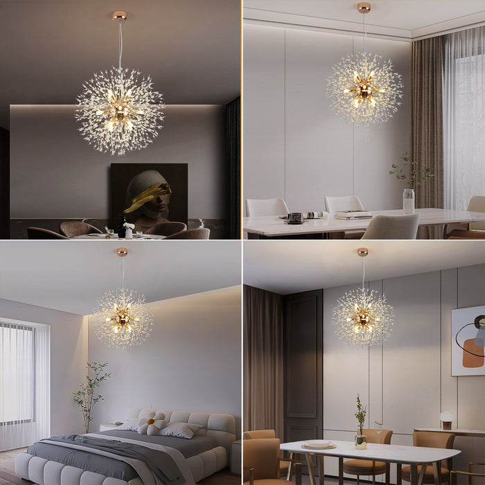 Dandelion Crystal Chandelier 12 Lights Ceiling Pendant Light 55cm Bulbs Included