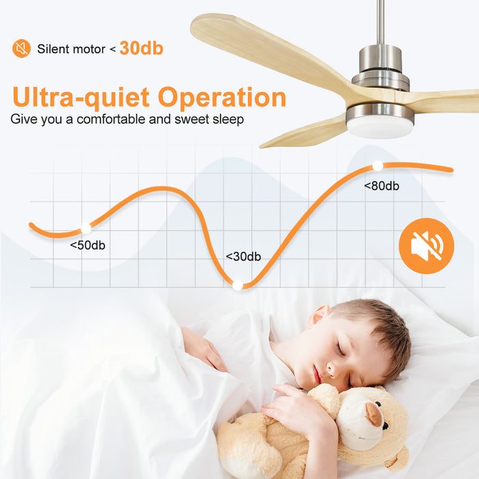 52'' Ceiling Fan DC Motor With LED Light Remote Timer